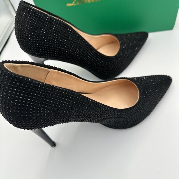 Lauren Lorraine Pump Shoes High Heel Size 11 Black Rhinestone Formal Party NEW - Picture 7 of 15